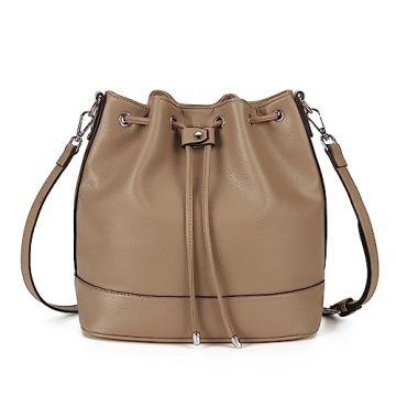 AFKOMST Leather Bucket Bags: Stylish Vegan Leather Tote with Straps