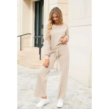 Meenew Women's 2 Piece Sweatsuits Knit Sweater Pants Set