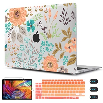 CISSOOK MacBook Air 13 Case with Orange Flowers Design