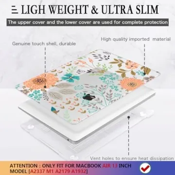 CISSOOK MacBook Air 13 Case with Orange Flowers Design