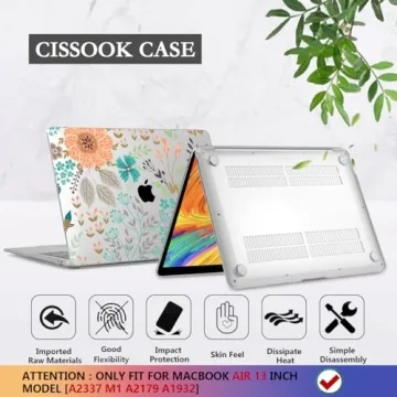 CISSOOK MacBook Air 13 Case with Orange Flowers Design