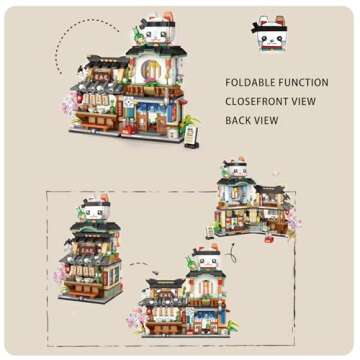 ELAICREE Japanese Street View Izakaya Shop Mini Building Blocks, MOC Creative DIY Simulation Architecture, 789 Pcs Mini Simulation Architecture Construction Toy