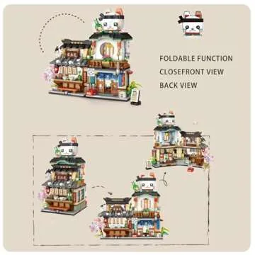 ELAICREE Japanese Street View Izakaya Shop Mini Building Blocks, MOC Creative DIY Simulation Architecture, 789 Pcs Mini Simulation Architecture Construction Toy