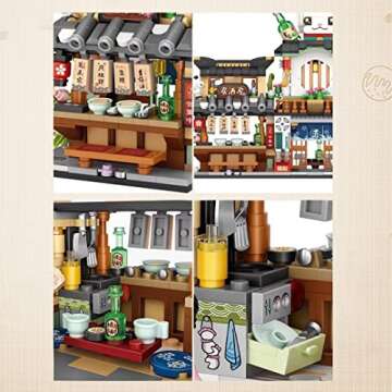 ELAICREE Japanese Street View Izakaya Shop Mini Building Blocks, MOC Creative DIY Simulation Architecture, 789 Pcs Mini Simulation Architecture Construction Toy