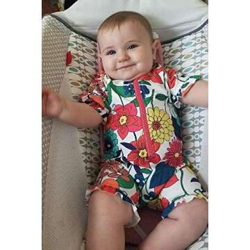 Vegatos Toddler Boys Zip One Piece Rash Guard Short Sleeve Swimming Costume 18-24 Months