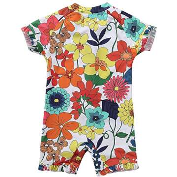 Vegatos Toddler Boys Zip One Piece Rash Guard Short Sleeve Swimming Costume 18-24 Months