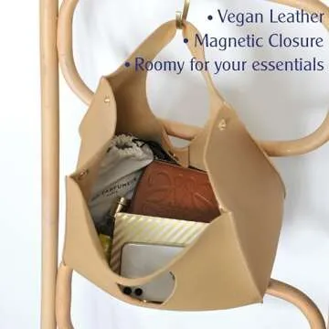 HOXIS Vintage Minimalist PU Leather Handbag in Nude