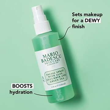 Mario Badescu Facial Spray with Aloe, Cucumber and Green Tea for All Skin Types | Face Mist that Hydrates & Invigorates | 8 FL OZ & 4 FL OZ Combo