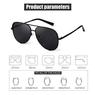 SORVINO Aviator Sunglasses for Women Classic Oversized Sun Glasses UV400 Protection (A-2pack-Black+Fade, 60)