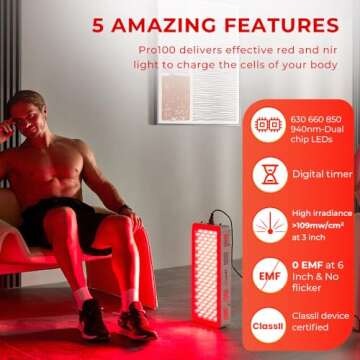 Bestqool Red Light Therapy for face Body, 4 Wavelengths Near Infrared Light Therapy, 100 Elite Grade...