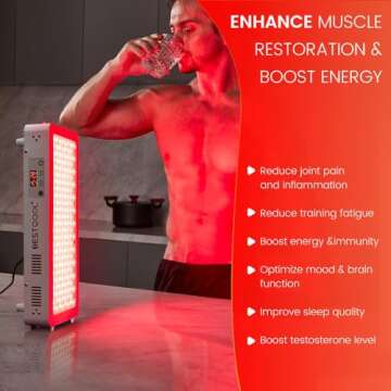 Bestqool Red Light Therapy for face Body, 4 Wavelengths Near Infrared Light Therapy, 100 Elite Grade Dual Chip LEDs, High Power Red Light Panel for Pain, Muscle, Energy. 170W. Modular Design.