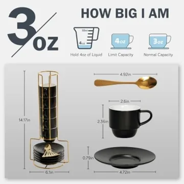 Lareina Stackable Espresso Cups Set of 6 with Saucers