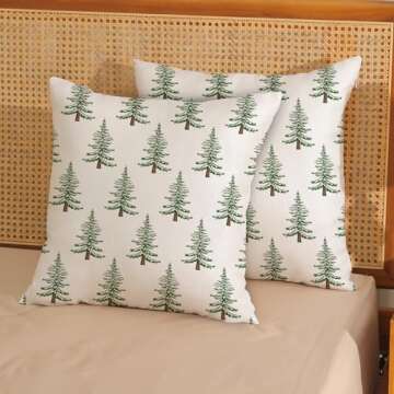 QANOK Christmas Pillow Covers 18x18 Set of 2, Christmas Tree Decor Throw Pillow Covers Winter Holida...