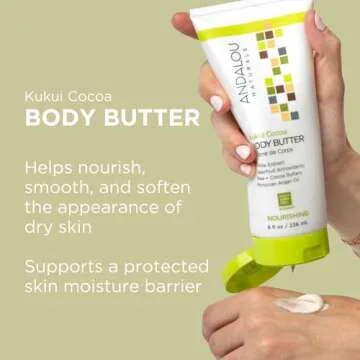 Andalou Naturals Body Butter, Kukui Cocoa Nourishing Body Cream, 8 Oz, Shea Butter, Cocoa Butter & A...