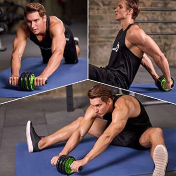 Odoland 3-In-1 AB Wheel Roller Kit AB Roller Pro with Resistant Band,Knee Pad,Anti-Slip Handles,Storage Bag and Training Program - Perfect Abdominal Core Carver Fitness Workout for Abs