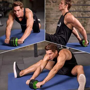 Odoland 3-In-1 AB Wheel Roller Kit AB Roller Pro with Resistant Band,Knee Pad,Anti-Slip Handles,Storage Bag and Training Program - Perfect Abdominal Core Carver Fitness Workout for Abs