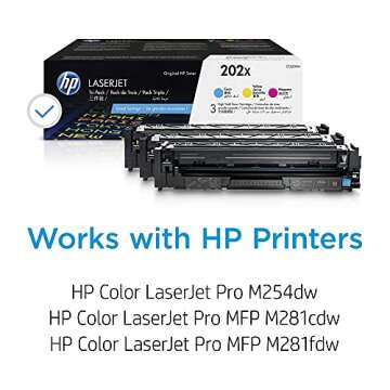 HP 202X Cyan, Magenta, Yellow High-yield Toner Cartridges (3-pack) | Works with HP Color LaserJet Pr...