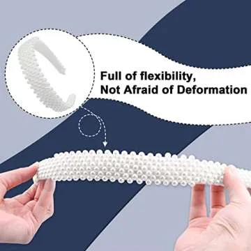 NKG Pearl Headbands for Girls and Women, Plastic Wide Hair Hoop Band Embellish with Bling String Beads Fashion Gift for Children's Day, Graduation Ceremony, Prom Party, Casual Dress