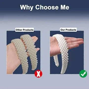 NKG Pearl Headbands for Girls and Women, Plastic Wide Hair Hoop Band Embellish with Bling String Beads Fashion Gift for Children's Day, Graduation Ceremony, Prom Party, Casual Dress