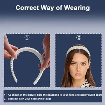 NKG Pearl Headbands for Girls and Women, Plastic Wide Hair Hoop Band Embellish with Bling String Beads Fashion Gift for Children's Day, Graduation Ceremony, Prom Party, Casual Dress