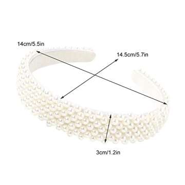 NKG Pearl Headbands for Girls and Women, Plastic Wide Hair Hoop Band Embellish with Bling String Beads Fashion Gift for Children's Day, Graduation Ceremony, Prom Party, Casual Dress