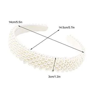 NKG Pearl Headbands for Girls and Women, Plastic Wide Hair Hoop Band Embellish with Bling String Beads Fashion Gift for Children's Day, Graduation Ceremony, Prom Party, Casual Dress