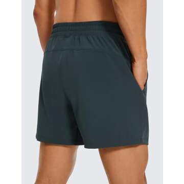 CRZ YOGA Men's Linerless Workout Shorts - 5'' Lightweight Quick Dry for Running Sports Athletic Gym ...