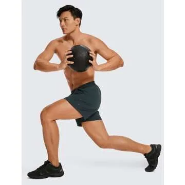 CRZ YOGA Men's Linerless Workout Shorts - 5'' Lightweight Quick Dry for Running Sports Athletic Gym with Pockets Melanite Large