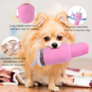 Mity rain Funny Tumbler with Handle Cup Dog Toys,Squeaky Dog Toys Interactive Fluff and Tuff Dog Toys for Small Dogs/Large Dogs/Medium Size Dog (1 Pink)