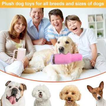 Mity rain Funny Tumbler with Handle Cup Dog Toys,Squeaky Dog Toys Interactive Fluff and Tuff Dog Toys for Small Dogs/Large Dogs/Medium Size Dog (1 Pink)