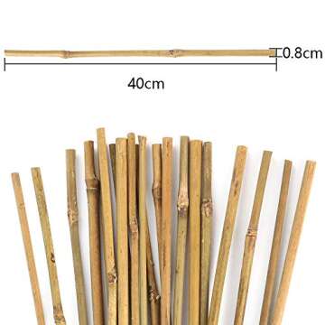 Pllieay 20PC 1.33'/16 Inch Natural Plant Stakes Garden Stakes Bamboo Sticks for Outdoor and Indoor, ...