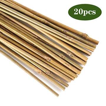 Pllieay 20PC 1.33'/16 Inch Natural Plant Stakes Garden Stakes Bamboo Sticks for Outdoor and Indoor, Potted Tomato Plant Support