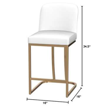 Sophia & William Bar Stools Set of 3, Counter Height Bar Stools for Kitchen Island,Creamy White & Go...