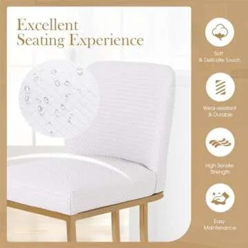 Sophia & William Bar Stools Set of 3, Counter Height Bar Stools for Kitchen Island,Creamy White & Gold Bar Stools with Back, 24 Inch