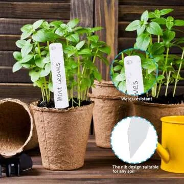 Plant Labels 4 Inch 200Pcs Plastic Plant Name Tags for Seedlings Garden Labels Markers Nursery Plant Tags Seed Labels Stakes with Permanet Marking Pen Plant Markers for Outdoor Garden (White200)