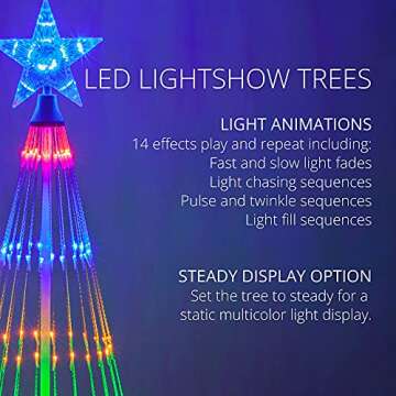 Wintergreen Lighting 6' Multi Color 14-Function LED Light Show Cone Christmas Tree, Outdoor Christmas Decorations