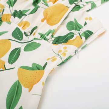 Lemon Floral Wedding Guest Cocktail Party Dresses 1950s Vintage Sweatheart Neck A-line Swing Summer Sundresses X-Large