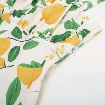 Lemon Floral Wedding Guest Cocktail Party Dresses 1950s Vintage Sweatheart Neck A-line Swing Summer Sundresses X-Large