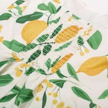 Lemon Floral Wedding Guest Cocktail Party Dresses 1950s Vintage Sweatheart Neck A-line Swing Summer Sundresses X-Large