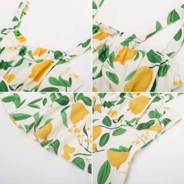 Lemon Floral Wedding Guest Cocktail Party Dresses 1950s Vintage Sweatheart Neck A-line Swing Summer Sundresses X-Large