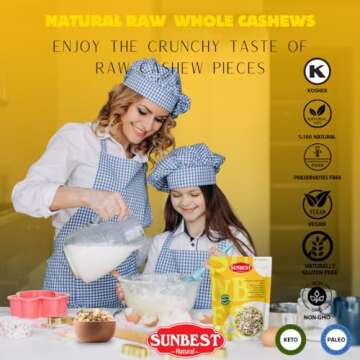 Premium Raw Large Cashew Pieces - Unroasted & Unsalted - 5 Lbs