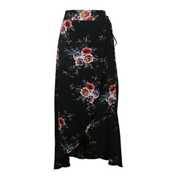 Yonala Womens Boho Floral Tie Up Waist Summer Beach Wrap Cover Up Maxi Skirt