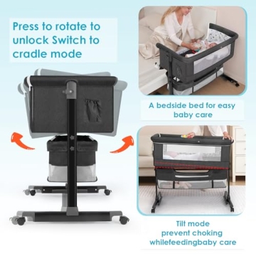 YADAQE Baby Bassinet Bedside Sleeper Portable Crib 2024