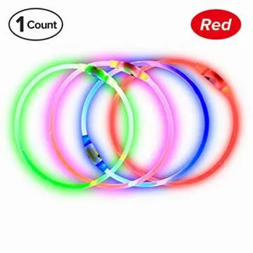 BSEEN LED Dog Collar, USB Rechargeable, Glowing pet Dog Collar for Night Safety, Fashion Light up Collar for Small Medium Large Dogs（Red