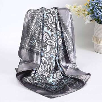 AWAYTR 4PCS Satin Large Square Head Scarves for Women