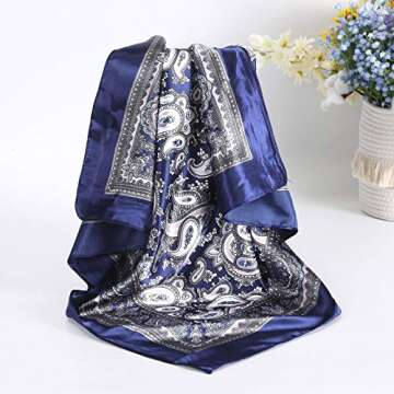 AWAYTR 4PCS Satin Large Square Head Scarves for Women