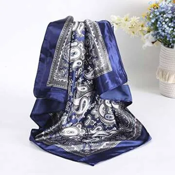 AWAYTR 4PCS Satin Large Square Head Scarves for Women