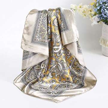 AWAYTR 4PCS Satin Large Square Head Scarves for Women