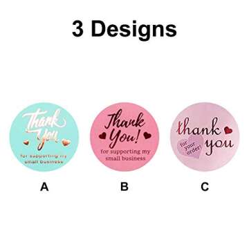 Thank You for Supporting My Small Business Stickers- 1.5" Personalized Gold Foil Thank You Stickers Roll for Packaging Envelopes,Variety Business,Gift Bags,DIY Decoration, Retail Shop