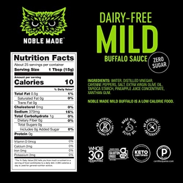 Noble Made Buffalo Sauce - Keto, Gluten Free, Mild Flavor